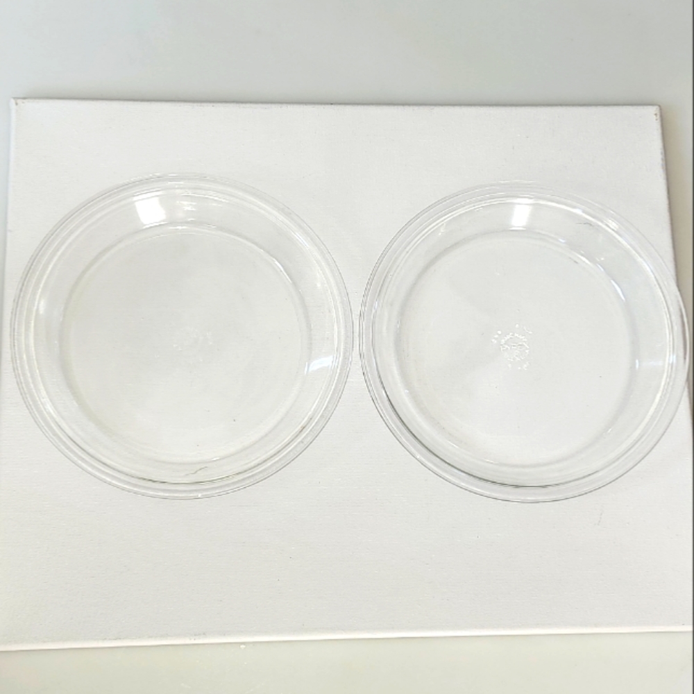 Set of 2 Vintage Pyrex Clear‎ Glass  Pie Dish 9in Made in USA 209